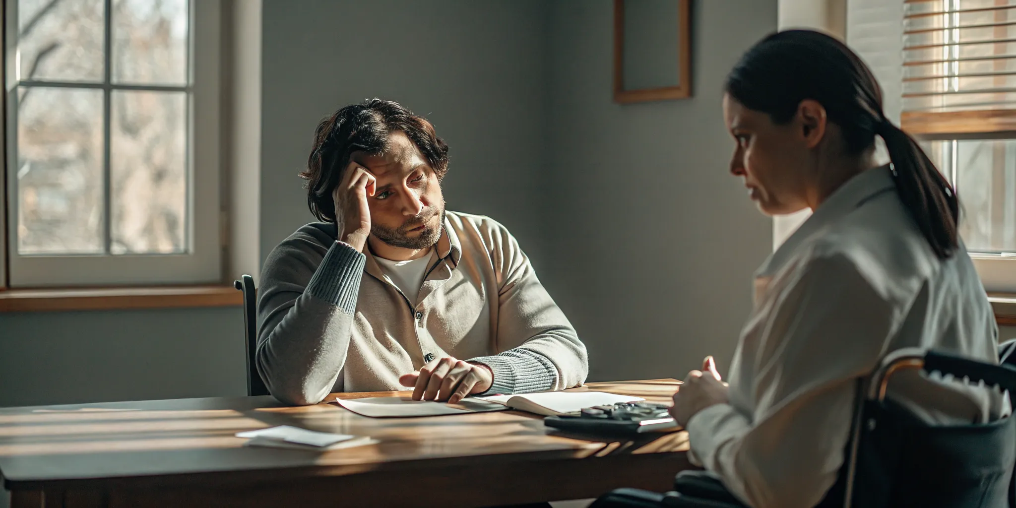 Ontario worker reviewing WSIB permanent disability paperwork at a desk