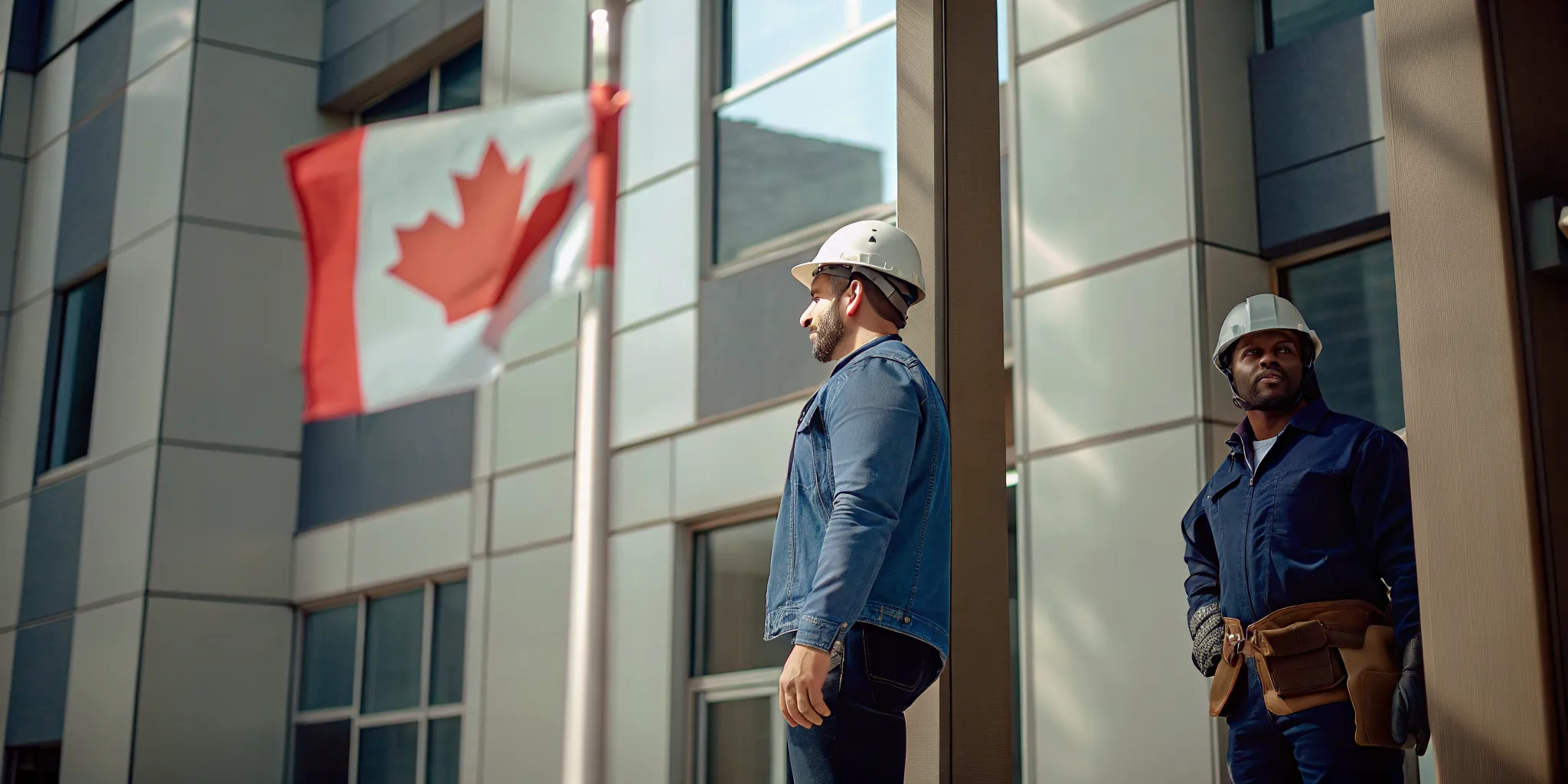 WSIB Ontario building exterior with Canadian flag representing workplace injury insurance and compensation for workers