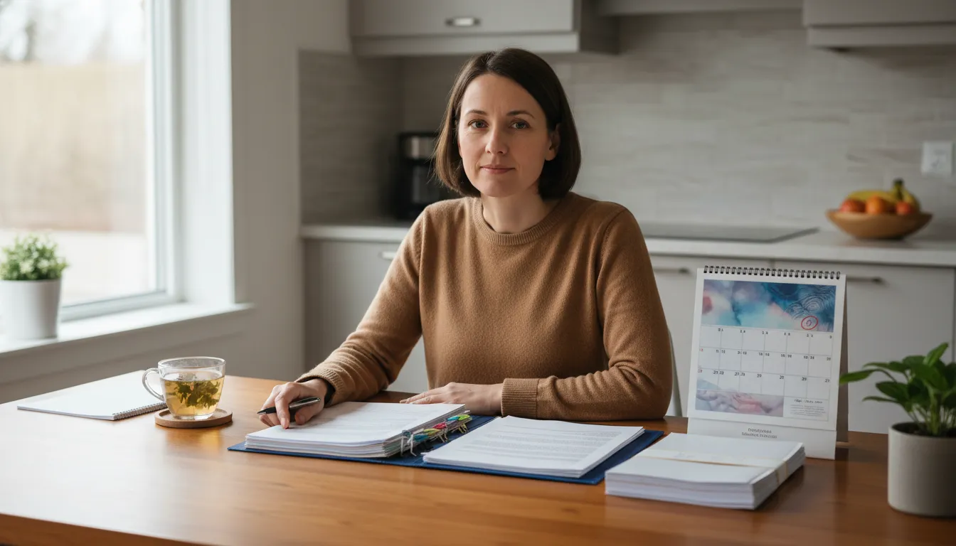 Ontario worker organizing documents for WSIAT hearing preparation