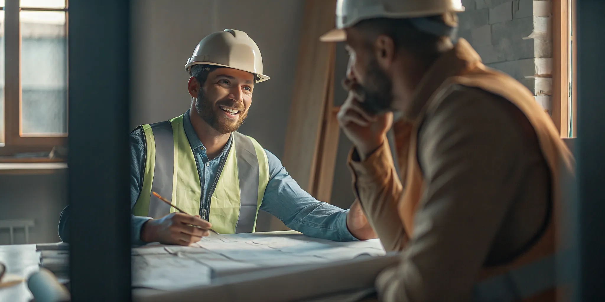 Construction worker discussing a WSIB claim with an advisor in Ontario