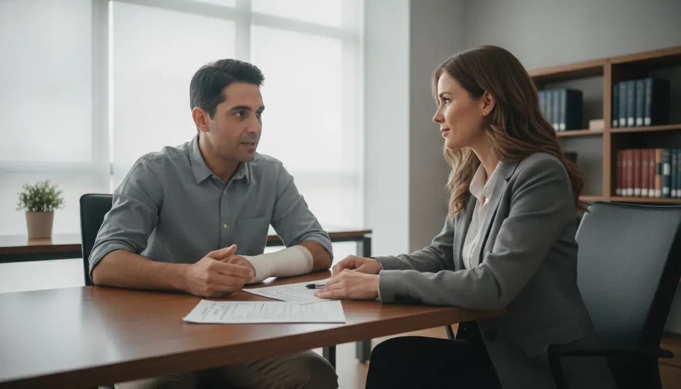 Ontario worker discussing WSIB Form 6 legal help with a representative