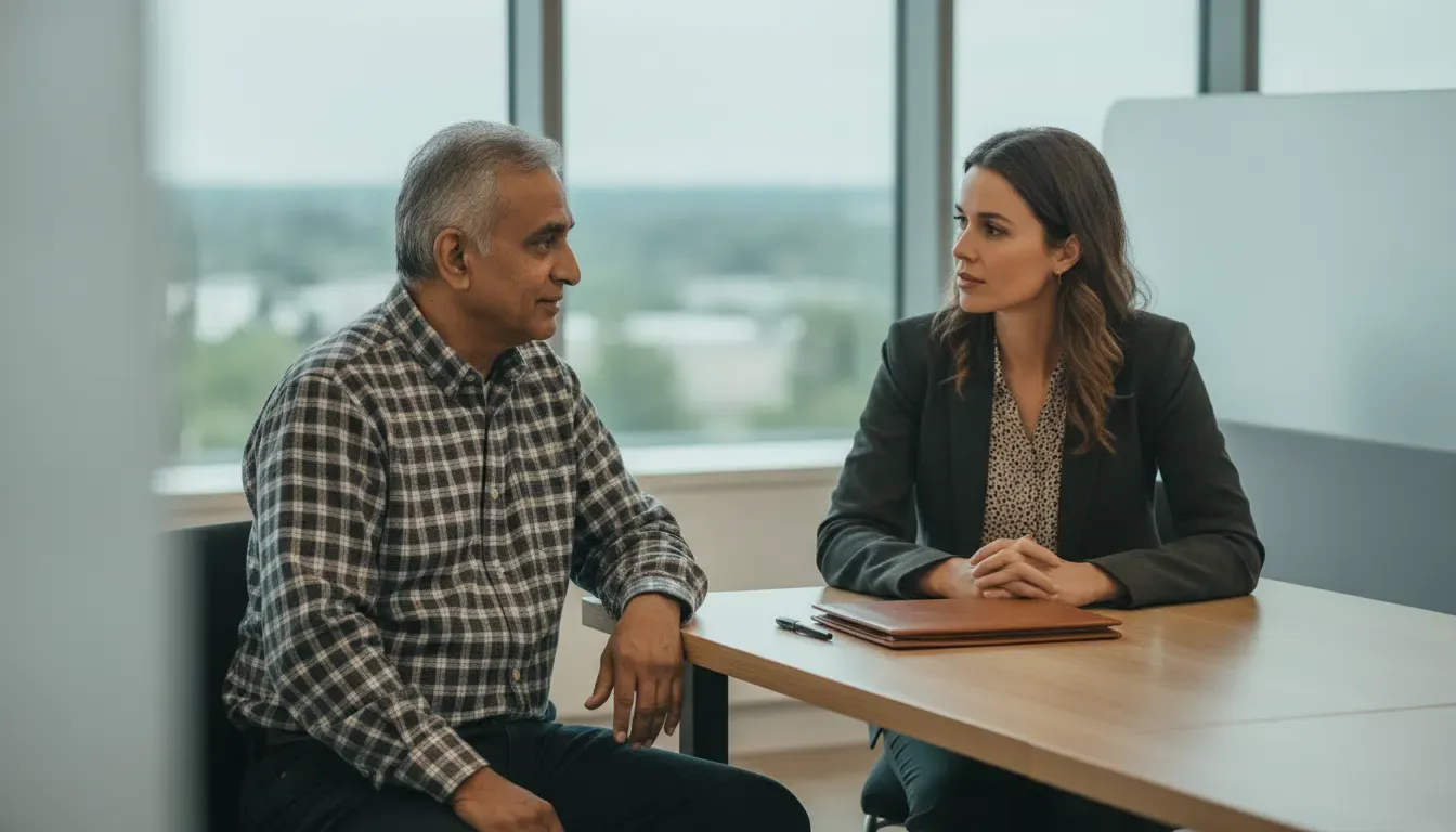 Ontario worker speaking with a legal support professional about a WSIB Form 7 report