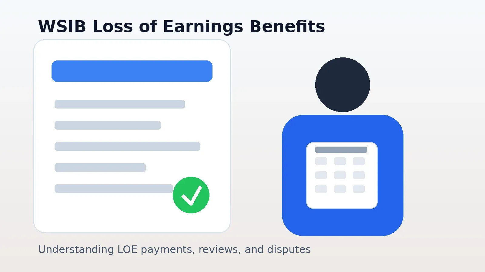 Illustration of WSIB loss of earnings benefits paperwork and payment calculations