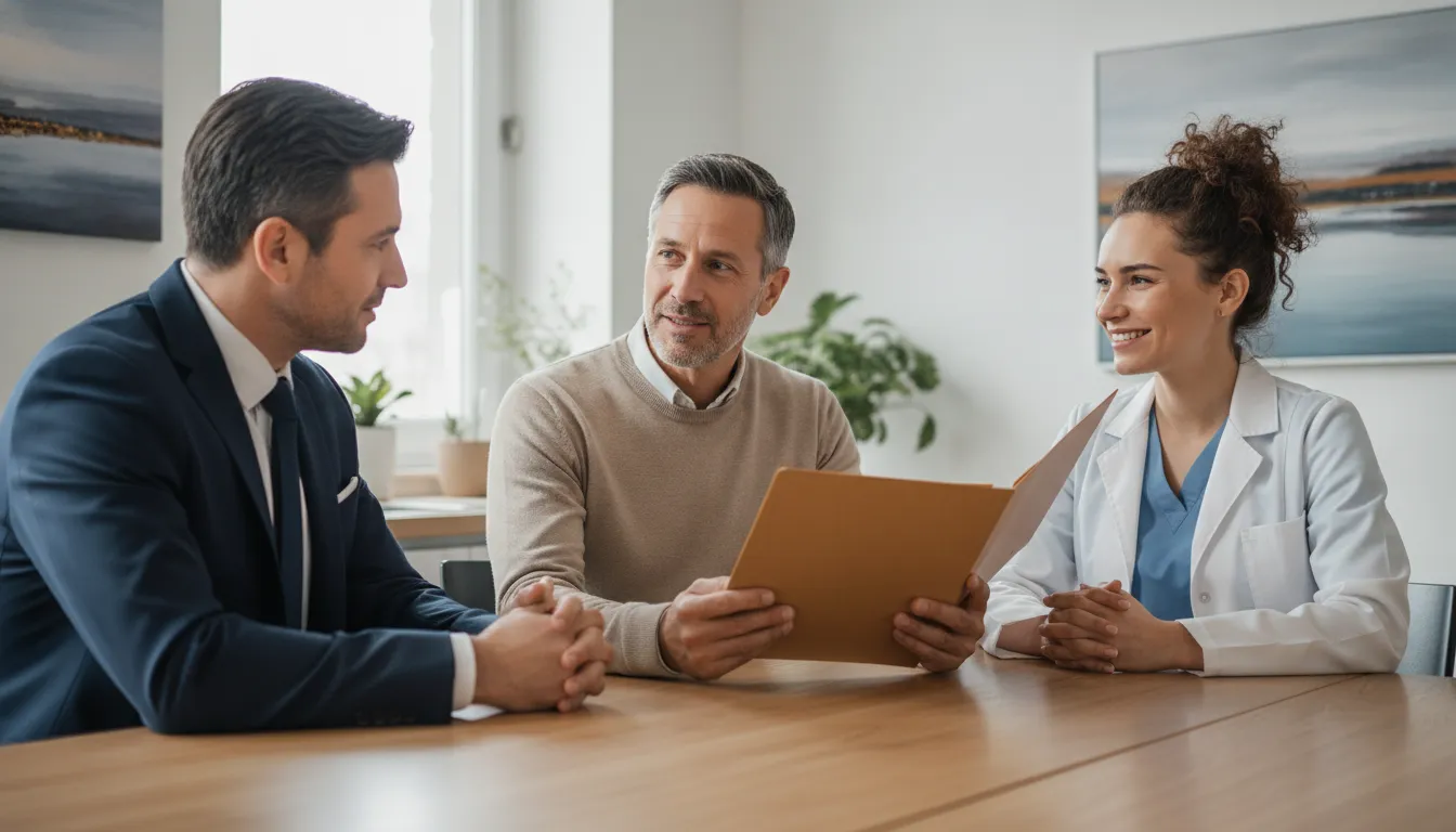 Ontario worker discussing missing WSIB medical evidence with a healthcare professional and representative